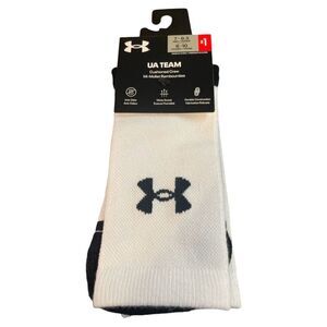 Under Armour Adult Team Crew Socks, 1-Pair, White/Black/Black, Medium new